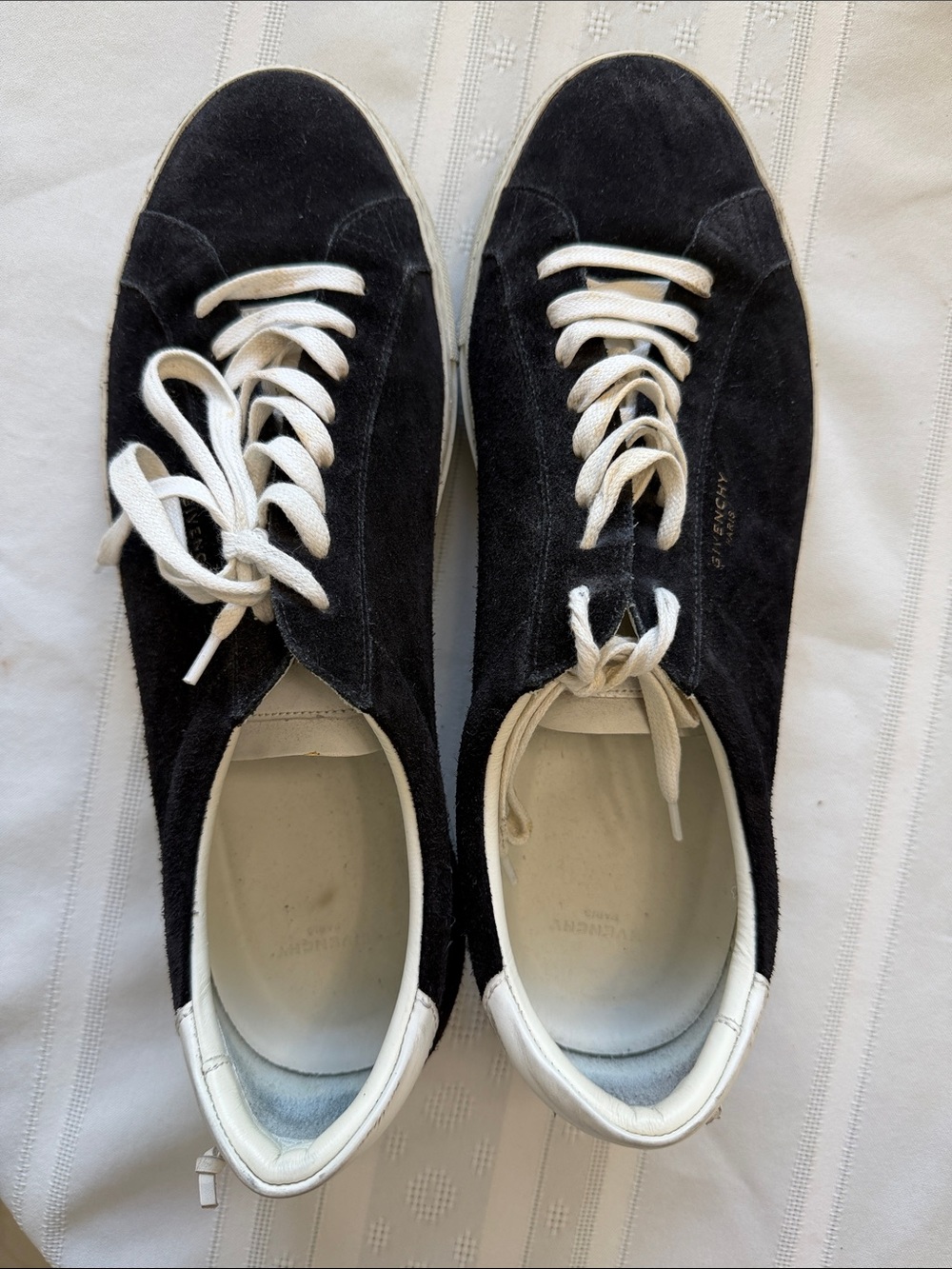 Givenchy Black and White Suede Low-Top Sneakers